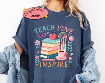 Shirt Teach Love Inspire Comfort Colors, boho Teacher T-shirt