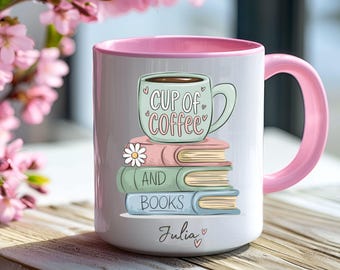 Personalized Bookworm Mug | Cup of Coffee and Books Gift