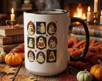 Cute Ghost Reader Mug, Halloween Book Lover Gift, Cozy Fall Coffee Cup, Spooky Reading Mug, Bookworm Autumn Decor, Reader Gift