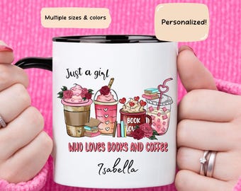 Gepersonaliseerde Book Lover-mok | Gewoon een meisje dat van boeken en koffie houdt