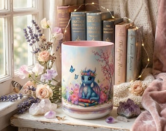 Baby Dragon Mug, Floral Fantasy Reader Gift