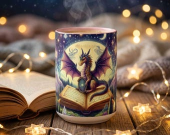 Dragon Mug Fantasy Mountains Romantasy Book Lover Gift Reading Coffee Cup