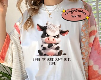 T-shirt de lecture vache grincheuse, t-shirt amateur de livres amusants, couleurs confortables