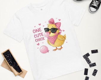 One Cute Chick“ – Bio-Kindert-T-Shirt mit süßem Küken & Sonnenbrille
