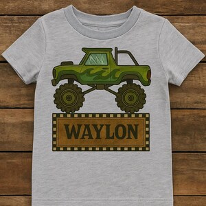 Monster Truck Name Shirt for Boys, Personalized Toddler Truck Tee, Birthday Shirt for Boy, Custom Kids Off-Road Shirt, Mud Truck Design
