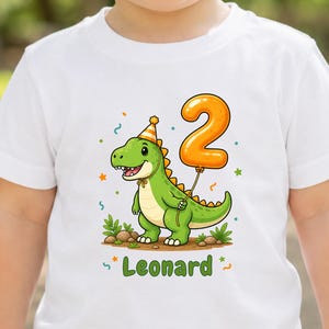 Dino Geburtstag T Shirt personalisiert 1 2 3 Jahre Kinder Dinosaurier Geburtstagsshirt Junge Erster Zweiter Dritter Geburtstag Alter Name