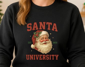 Santa University Weihnachtspullover vintage Sweatshirt de Noël, Rétro Père Noël Pull, Rétro, Geschenk für Sie Ihn, Weihnachtsmann