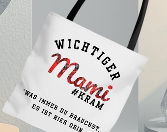 Lustige Tragetasche Wichtiger Mamikram, Mama Stoffbeutel Spruch Geschenkidee für Sie, Mütter Einkaufstasche Shopper Bag Geschenk Freundin