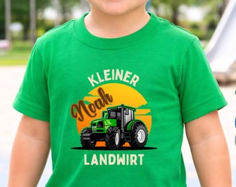 Personalisiert Landwirt T-shirt Kinder Name, Traktor mit Sonne, Kind Bauernhof Shirt Geschenk Junge Bauernhof Landwirtschaft Geburtstag