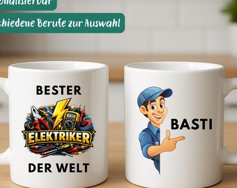 Personalisierte Handwerkertasse mit Name, Tasse mit Beruf Handwerker Geschenk für Handwerker Maurer Fliesenleger lustige Kaffeetasse