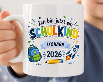 Personalisierte Kindertasse Schulkind Junge Name Einschulung Geschenk Tasse Name Schulstart Geschenk Kind Becher Rakete Schuleinführung
