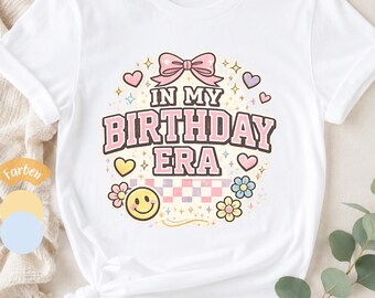 Personalisiertes Kinder Geburtstagsshirt Mädchen – In My Birthday Era T-Shirt mit Name & Alter – Preppy TikTok Shirt Cooles Geschenk