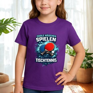 Tischtennis Kinder Camiseta Mädchen Cooles Camisa Geschenk Tischtennis Fan Kinder Ping Pong Camisa Nachwuchs Spielerin Geschenkidee Geburtstag Morado