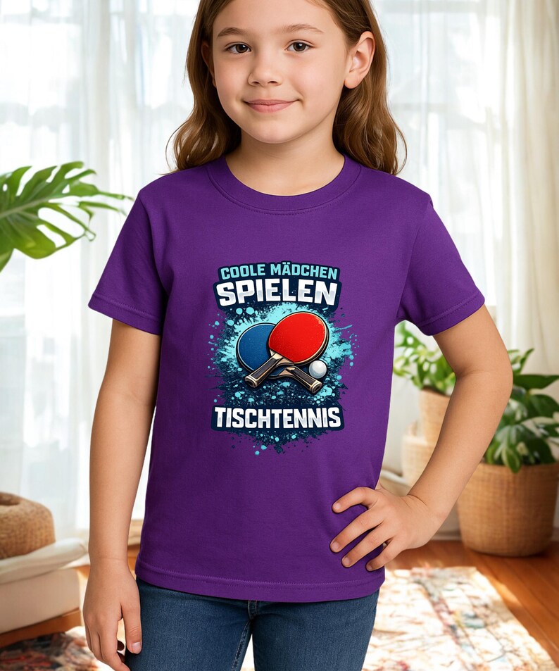 Tischtennis Kinder Camiseta Mädchen Cooles Camisa Geschenk Tischtennis Fan Kinder Ping Pong Camisa Nachwuchs Spielerin Geschenkidee Geburtstag Morado