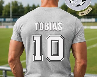 Fußball Eltern T Shirt personalisiert, Name, Spielernummer, Vereinsname, Unisex Fan Shirt, Geschenk Fussballfan Soccer Shirt Papa Mama