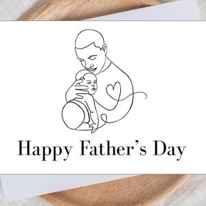 Biglietto d'auguri stampabile per la festa del papà per papà neri - Download immediato - Disegno di un papà e di un bambino neri - Biglietto moderno stampabile - Buona festa del papà