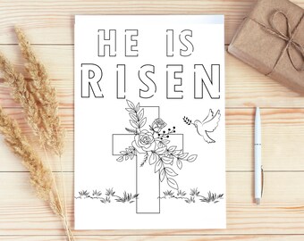 He Is Risen Coloring Pages: Christian Easter Activity (PDF Download)