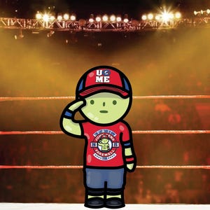 Pegatina de John Cena WWE Smiski Handcut que brilla en la oscuridad