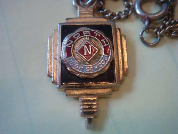 Vintage NORTH High School Charm Pendant  with Cha… - image 1