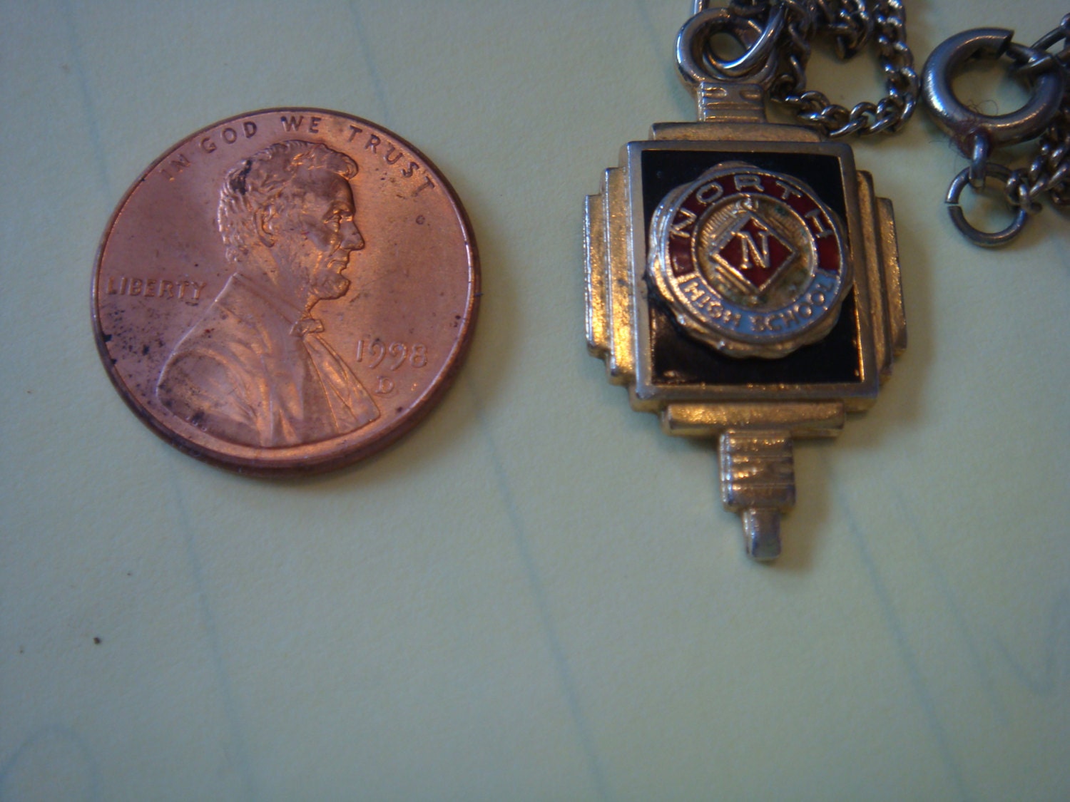 Vintage NORTH High School Charm Pendant With Chain Black Red Goldtone Etsy New Zealand