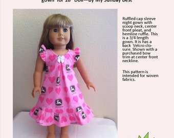 Sewing Pattern for 18 inch Doll Night Gown