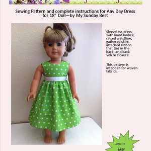 Sewing Pattern for 18 inch Doll Dress