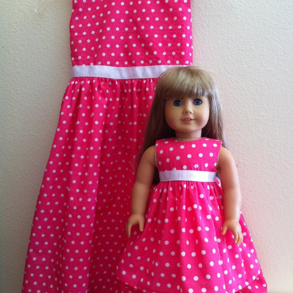 Matching Polka Dot Dresses for Child and American Girl or Bitty Baby