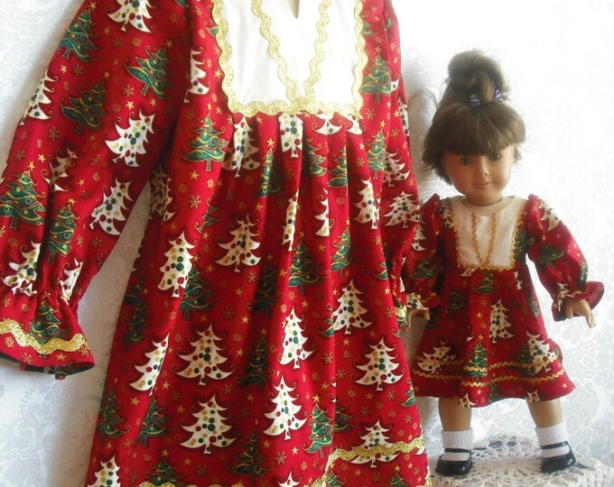 Custom Set of Matching Christmas Dresses for Girl and American Girl