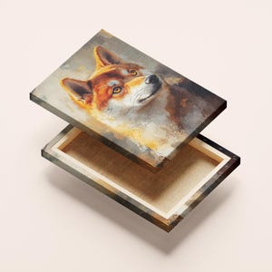 Shiba Inu Canvas - Serene Dog Portrait Wall Art, Rustic Woodland Style Painting for Cozy Home Decor