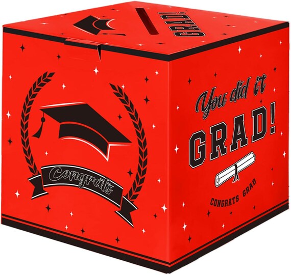 congrats grad card box Hunter Green Base 10x10x6 Graduation Card Box Hunter Green/Black/Antique Gold