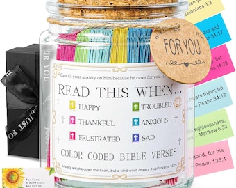 Frasco con versículos bíblicos inspiradores, ánimo diario, regalo cristiano