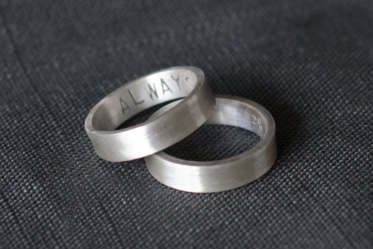 Personalized Wedding Ring Set 5mm Sterling Silver Wedding Etsy