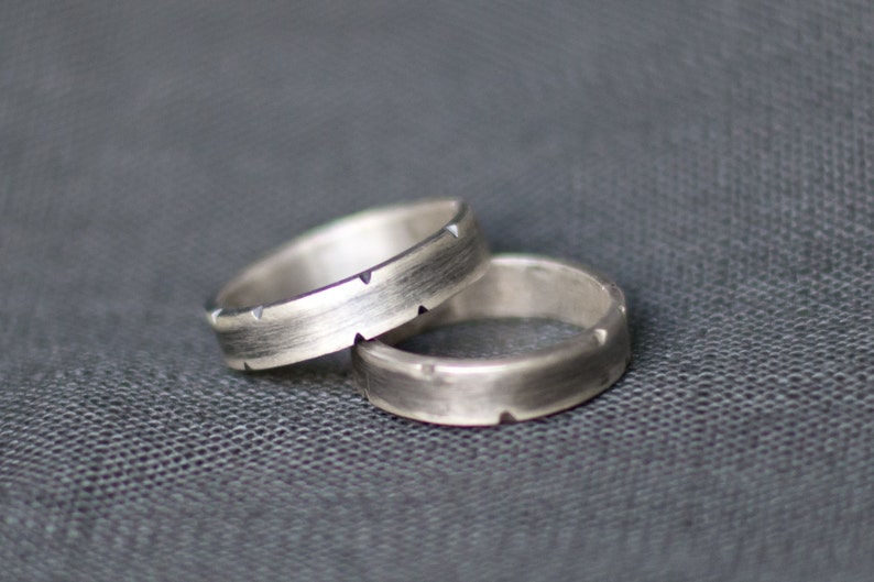 His & His Wedding Band Set 5mm Mens Wedding Rings Rustic Etsy
