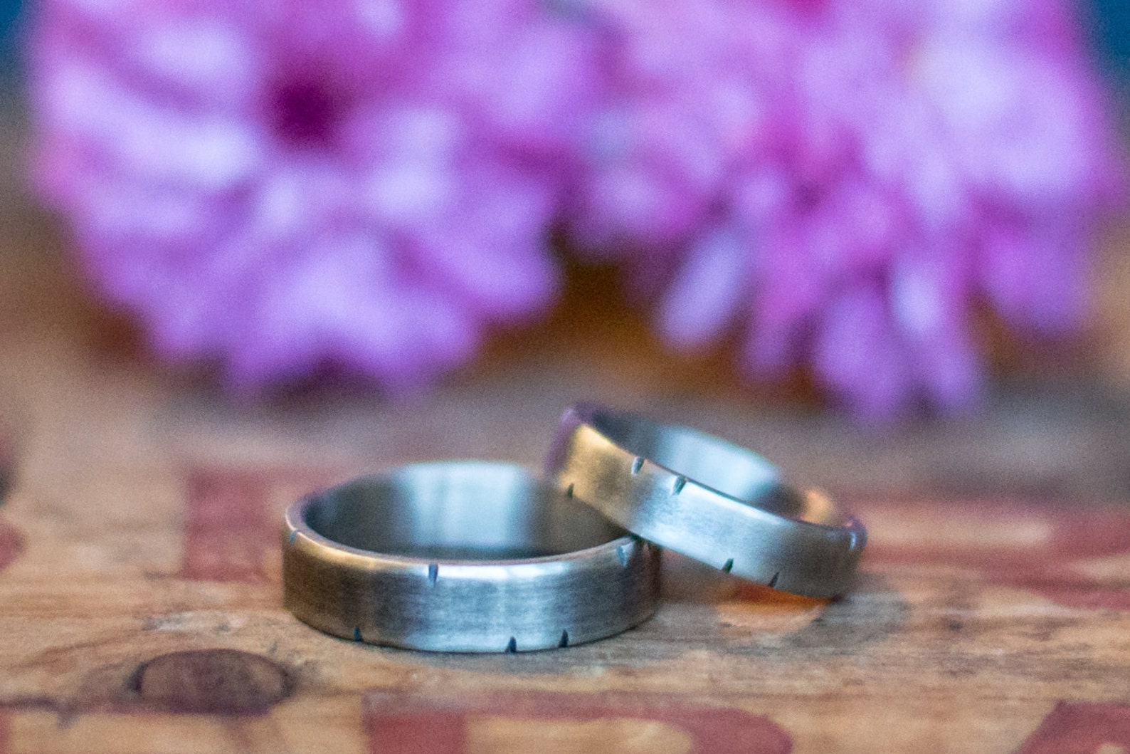 Men's Wedding Band 14k White Gold Rustic Men's Etsy