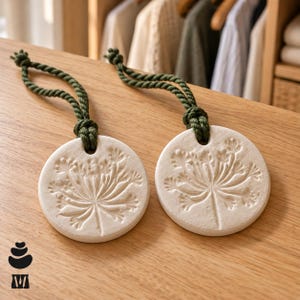 Handmade Cow Parsley Clay Diffuser Sets Of 2, 4 Or 6, Unscented Essential Oil Aroma Stones, Botanical Air Freshener, Wedding Favours