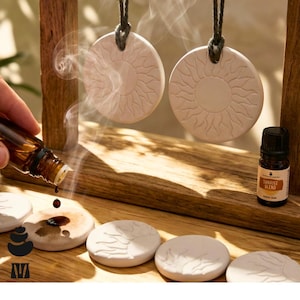 Essential Oil Diffuser Stones – Handmade Clay Aromatherapy Discs, Relaxation & Gift Set