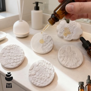 Handmade Clay Diffuser Set | Aromatherapy Stones for Essential Oils, Home Fragrance Discs