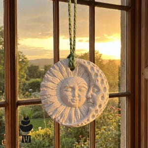 Handmade Clay Sun & Moon Diffuser Set – Hanging Aromatherapy Car Freshener – Boho Spiritual Home Fragrance
