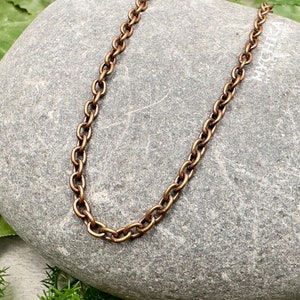 Custom Length Chain Aged Brass 4.4x3.3mm USA Made Classic Cable Oval Bronze Color Antique Brown Steampunk Victorian Grungy Unisex