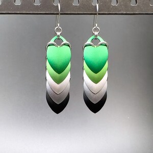 Siren Earrings Aromantic Pride Anodized Aluminum Scales with Surgical Steel Ear Hooks Hypoallergenic Mermaid Dragon