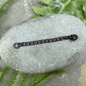 Chain Extender Black Plated Stainless Steel Fits Most Necklaces Standalone Hypoallergenic Non Tarnish Multiple Lengths Custom Extension