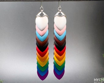 Siren Earrings Progress Rainbow Pride Inclusive BIPOC LGBTQIA Anodized Aluminum Scales with Surgical Steel Ear Hooks Hypoallergenic Mermaid