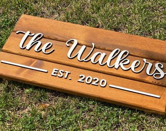 Letrero de madera familiar personalizado / Letrero con apellido personalizado / Decoración rústica de pared de granja / Regalo de boda / Regalo de aniversario / Regalo de inauguración de la casa