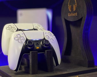 Personalized Wood Gaming Controller and Headphone Stand | Gamer Gift
