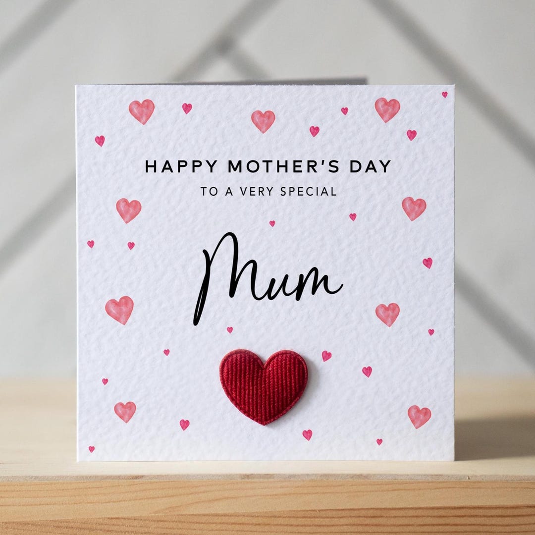 3D Felt Heart Mother's Day Card - Happy Mothers Day Mum - Etsy