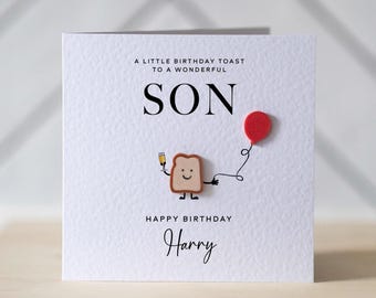 Personalised Son Birthday Card - A Little Toast To Your Birthday