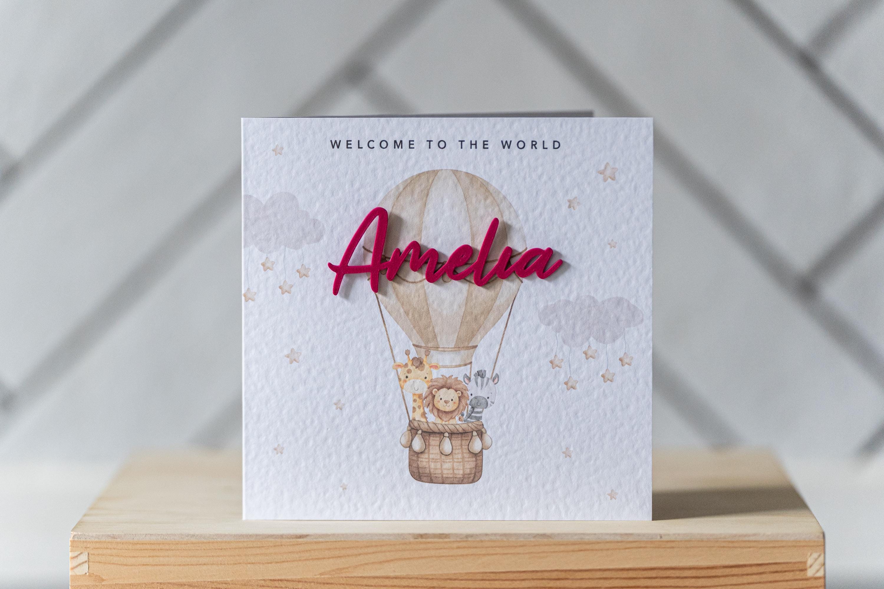 New Baby Hot Air Balloon Card | Personalised Laser Cut Name - Etsy UK
