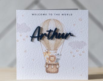 New Baby Hot Air Balloon Card | Personalised Laser Cut Name