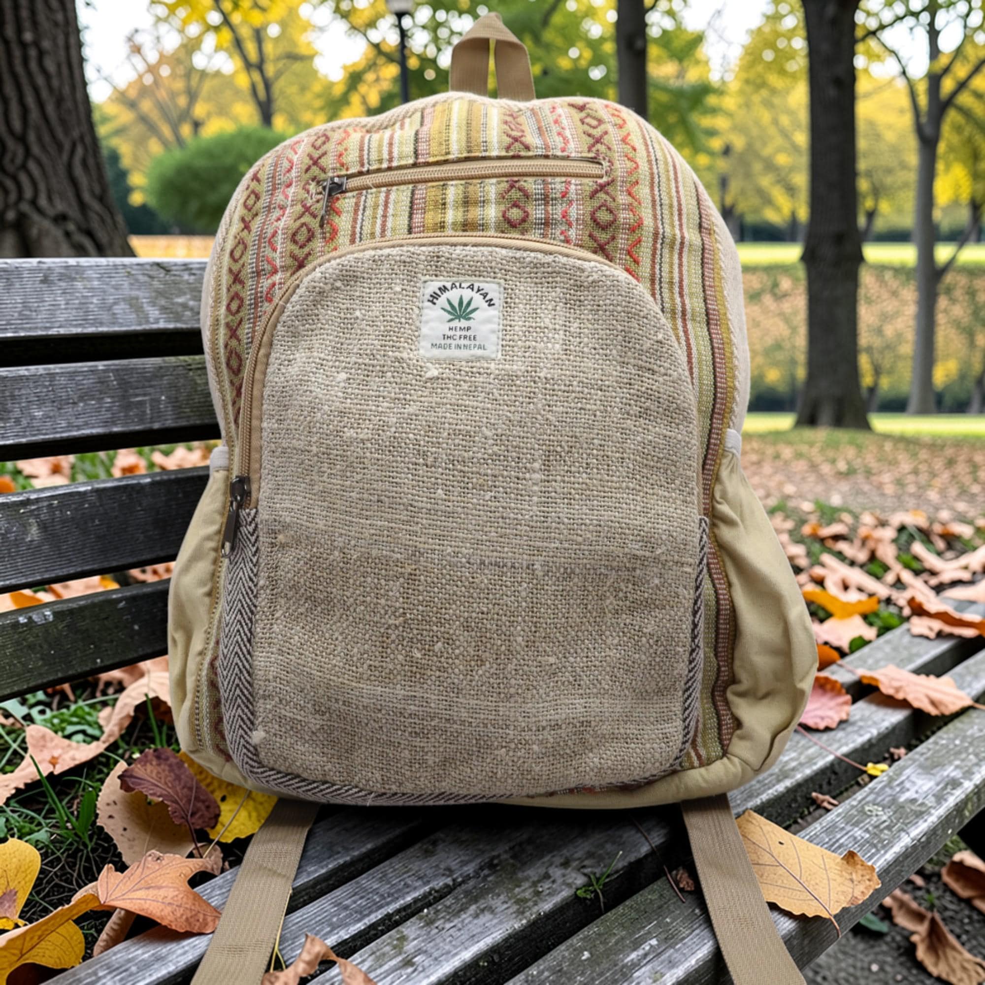 Himalayan Hemp Backpack, Handmade Cotton Gheri Laptop Bag from Nepal