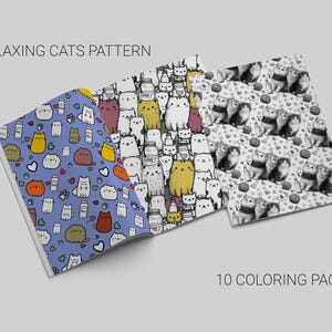 Cat Coloring Pages: Anti-Stress Art Therapy (Digital Download, PDF & PNG